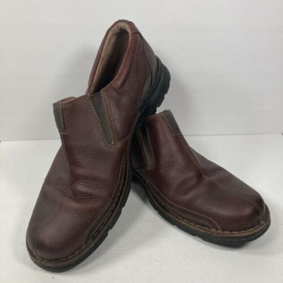 CLARKS Mens COTRELL LOAFERS 11M Leather Brown Round Toe Slip On Shoes 78538 EUC - Picture 2 of 8
